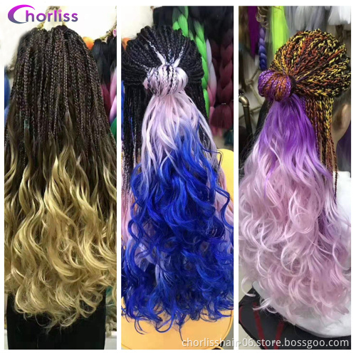 Ombre Big Curly Wavy Braiding Hair Jumbo Hair Colorful Synthetic Sea Body Deep Wave Curly Crochet Braids Hair Extensions